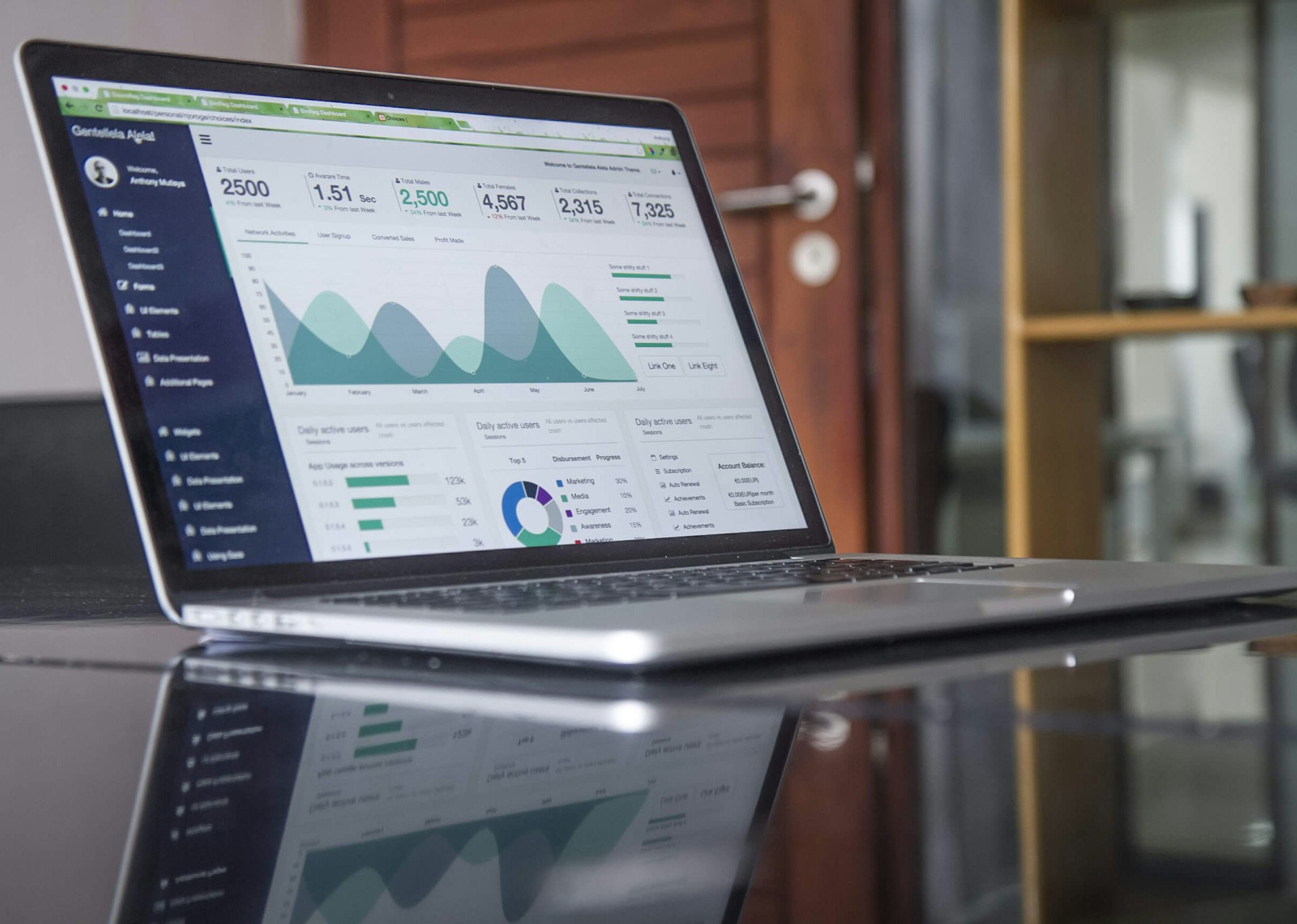 Business intelligence dashboards with charts and analytics